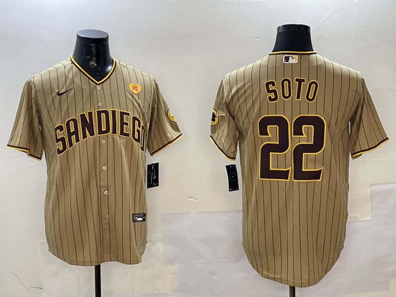 Men San Diego Padres #22 Soto Brown Stripe Game 2025 Nike MLB Jersey style 2->san diego padres->MLB Jersey
